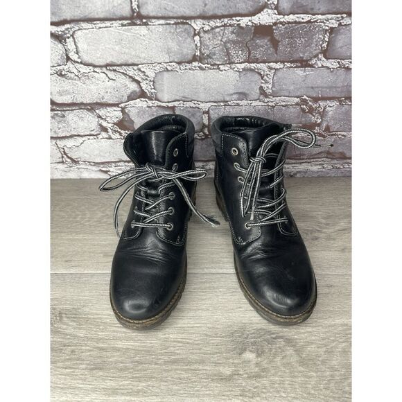 TAOS Footwear Black Leather Lace Up Ankle Combat Boots Women Sz 7.5M US/38EU - Picture 5 of 16